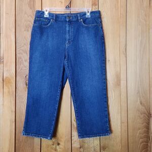 Ralph Lauren Cropped Straight Leg Capri Jeans, Size 12, Medium Blue Wash Denim